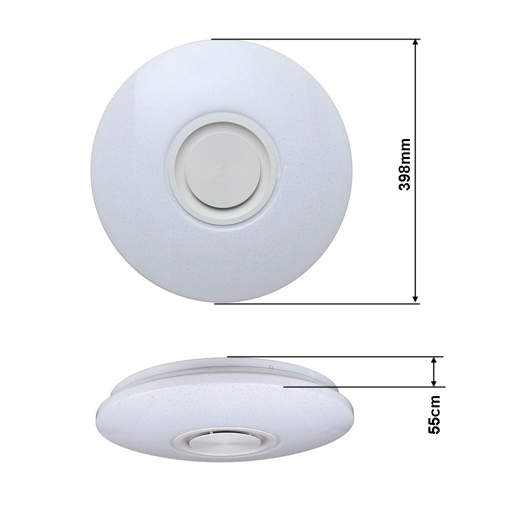 60W RGB LED Ceiling Light bluetooth Music Speaker Lamp Remote APP Control AC220V - White 60W