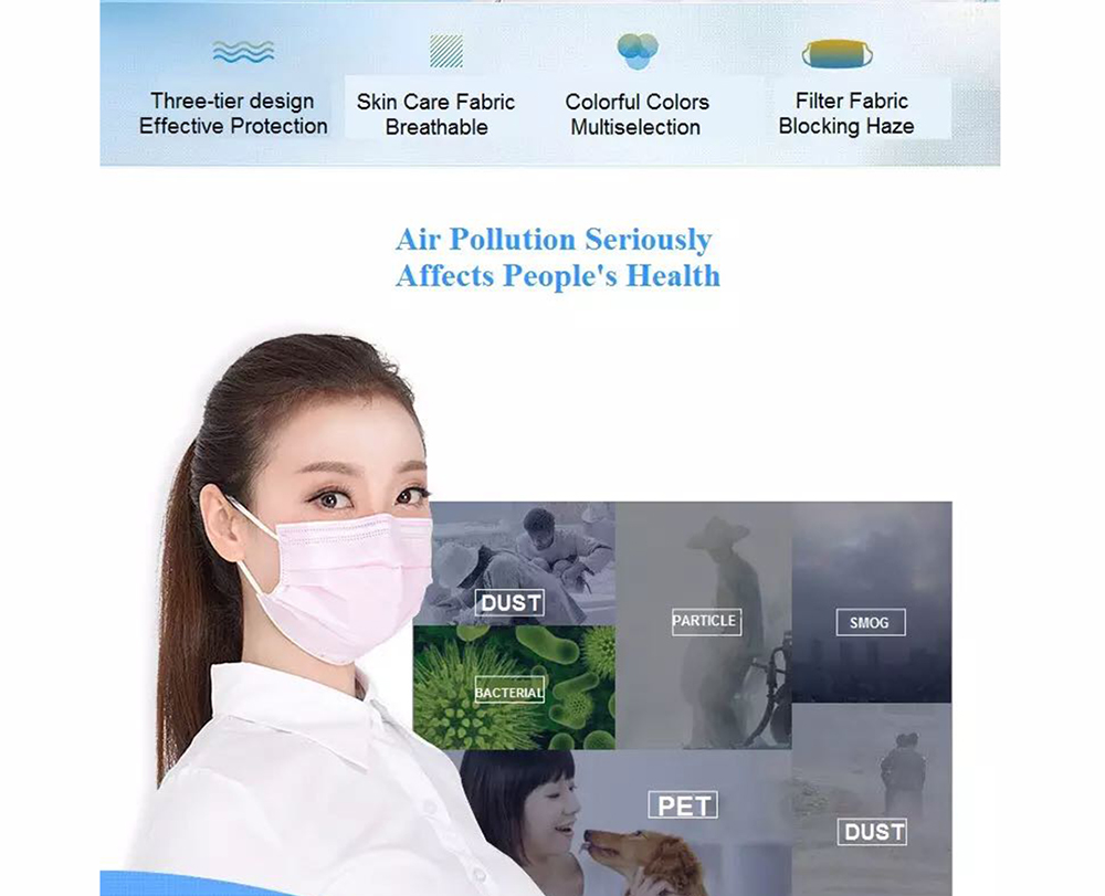 Disposable Isolation Face Mask Activated Carbon Anti-Dust Bacteria Proof Surgical Masks 20pcs